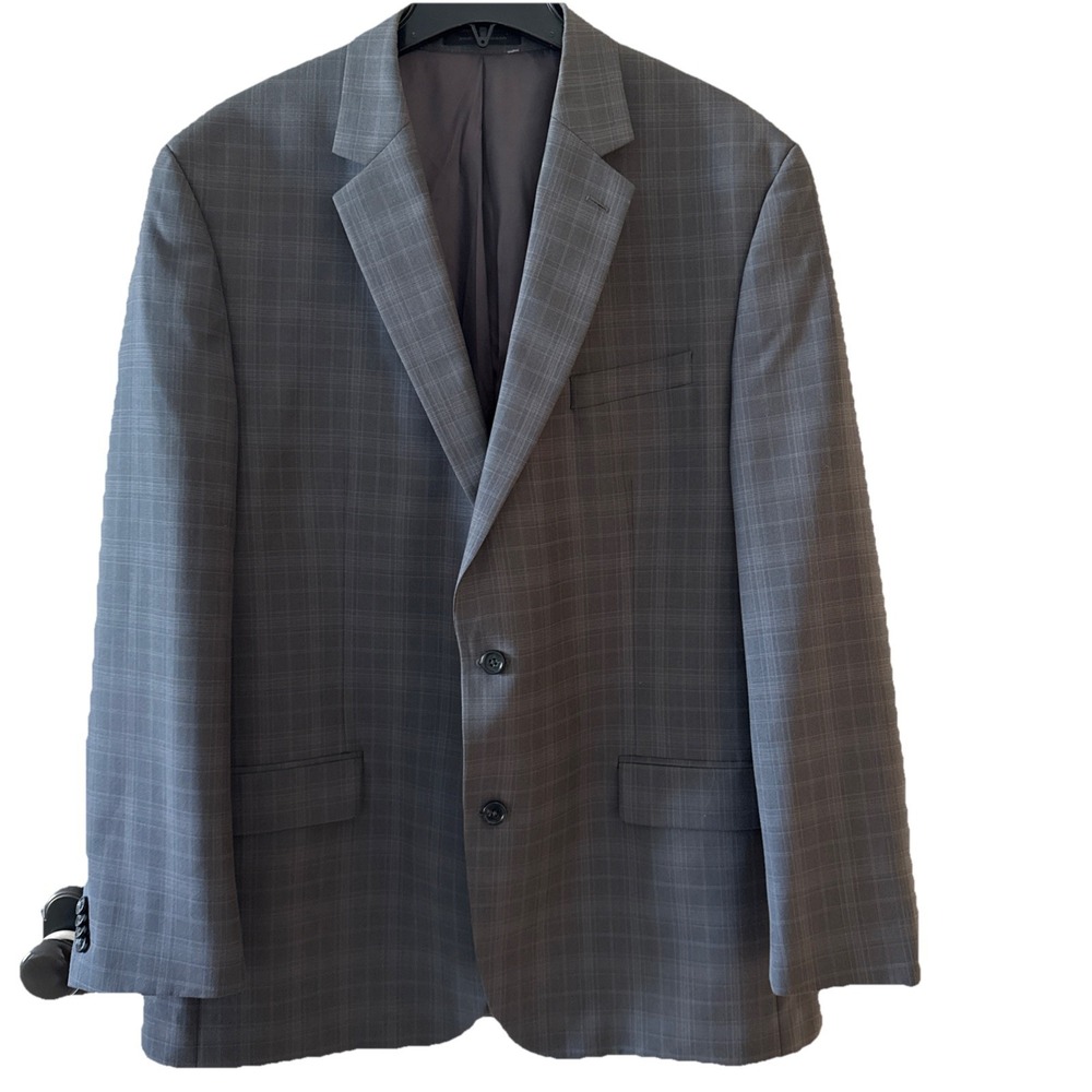 NWOT Michael Kors Mens Sport Coat Blazer size 46L Charcoal Gray Plaid Excellent